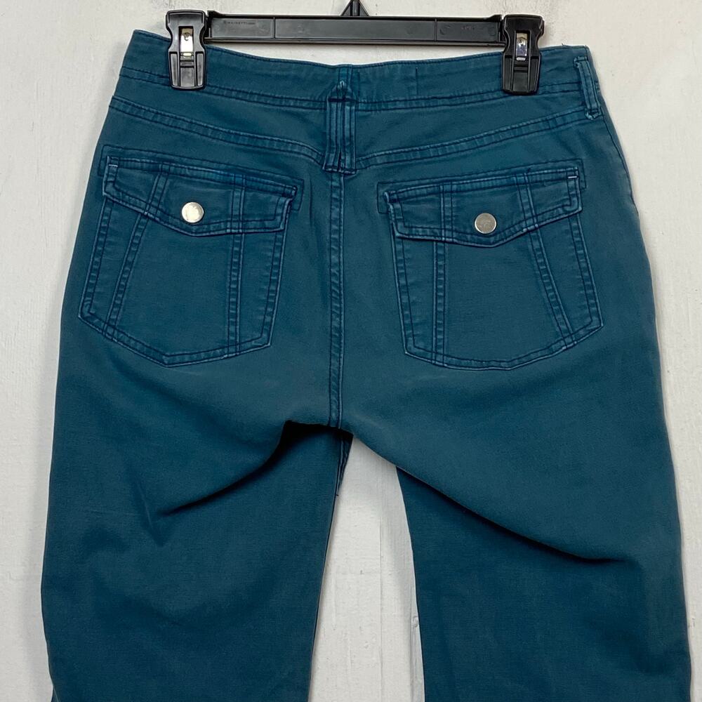 Anthropologie Pilcro Women's Teal Raw Hem Button Fly Ankle Utility Jeans Size 27 - Picture 4 of 11